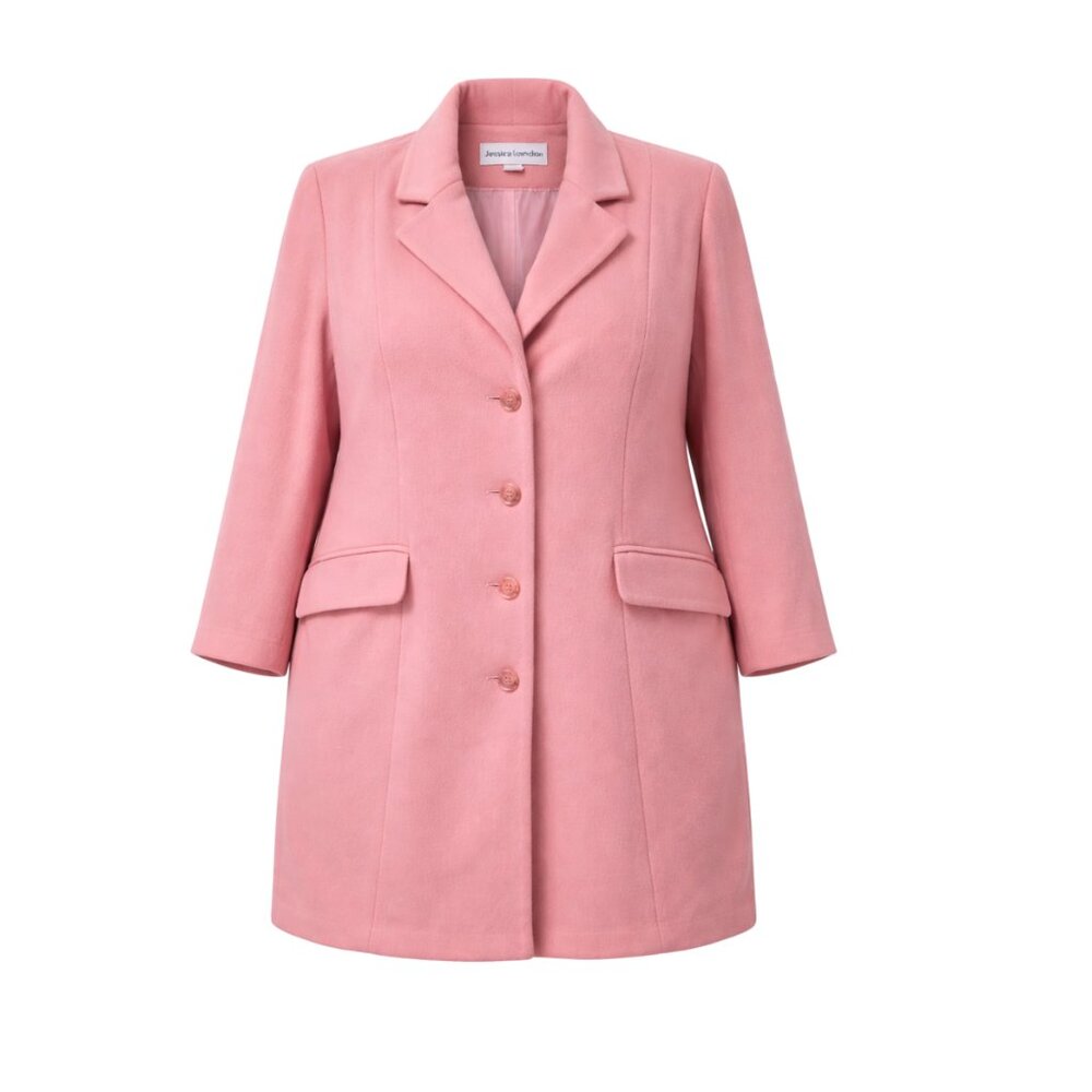Blush Pink 100% Wool Coat - Plus Size Petite, Flattering Cut